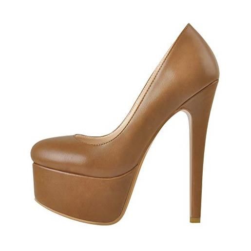 Only maker - scarpe da donna con tacco alto, stile classico, alla moda, marrone, 35 eu
