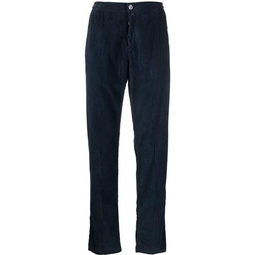 Kiton pantaloni dritti a coste - blu