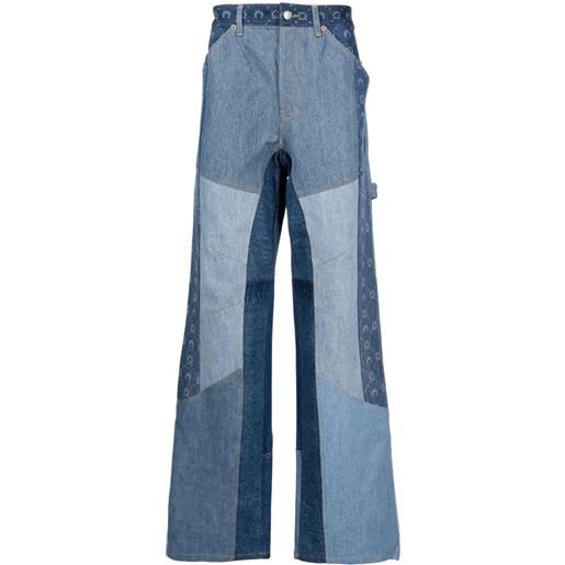 Marine Serre jeans a gamba ampia con design patchwork - blu