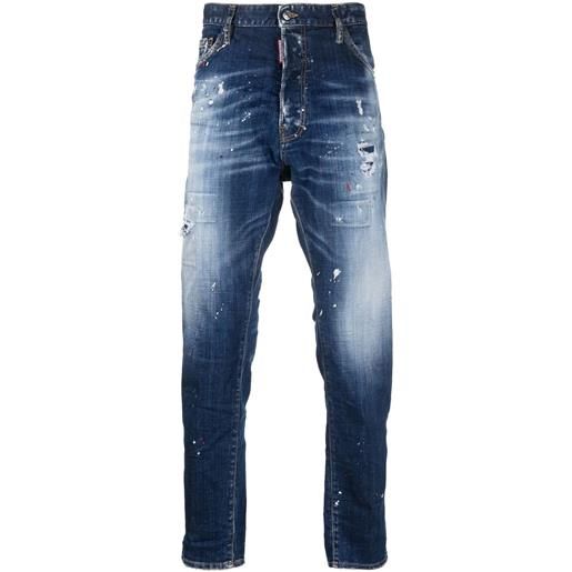 Dsquared2 jeans dsq2 con effetto vissuto - blu