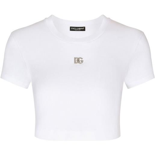 Dolce & Gabbana t-shirt crop con ricamo - bianco