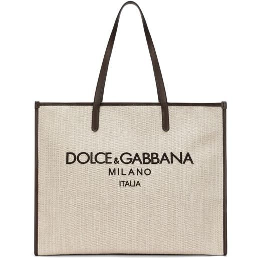 Dolce & Gabbana borsa tote con ricamo milano - toni neutri