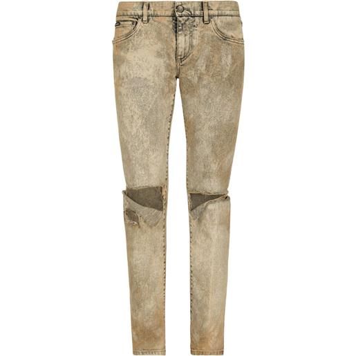 Dolce & Gabbana jeans slim con effetto vissuto - toni neutri