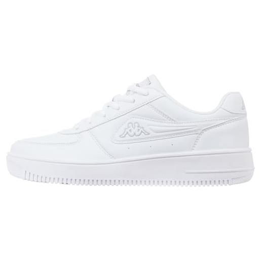 Kappa bash scarpe da ginnastica basse uomo, bianco (white/l`grey), 45 eu