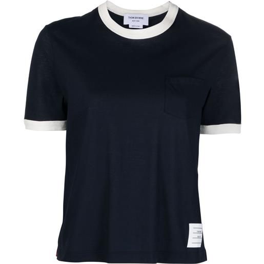 Thom Browne t-shirt con dettagli a contrasto - blu