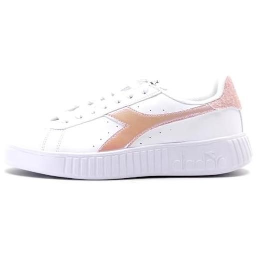 Diadora step p shimmer, scarpe da ginnastica donna, white peach melba, 36.5 eu