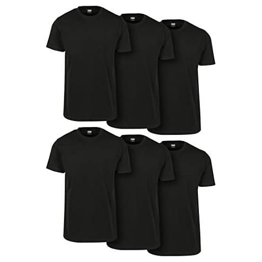 Urban classics set 6 magliette uomo a maniche corte, magliette basic in cotone, set colori nero/nero/nero/nero/nero/nero, taglia m