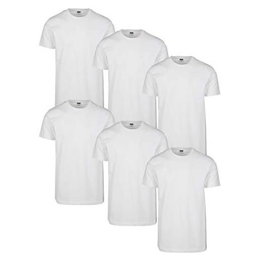 Urban classics set 6 magliette uomo a maniche corte, magliette basic in cotone, set colori bianco/bianco/bianco/bianco/bianco/bianco, taglia xl