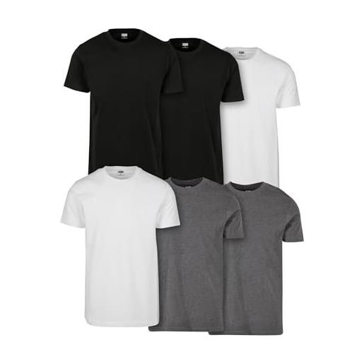 Urban classics set 6 magliette uomo a maniche corte, magliette basic in cotone, set colori bianco/bianco/bianco/bianco/bianco/bianco, taglia l