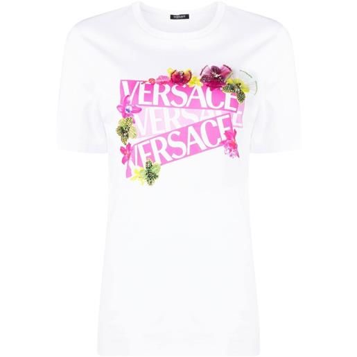 Versace t-shirt a fiori - bianco