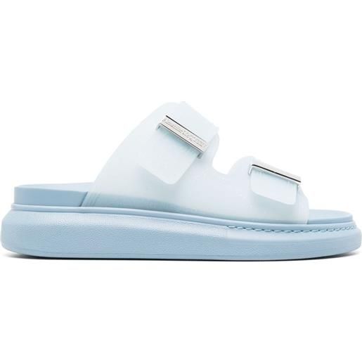 Alexander McQueen sandali slides con logo inciso - blu