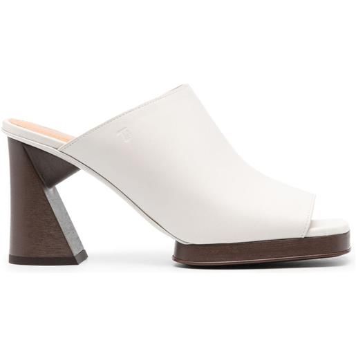 Tod's mules in pelle on tacco scolpito 95mm - toni neutri