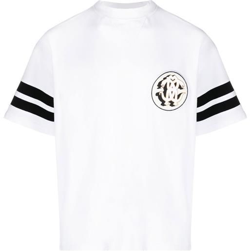 Roberto Cavalli t-shirt con applicazione mirror snake - bianco