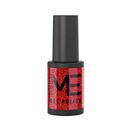 Me by mesauda smalto semipermanente colore rosso - 218 xmas - finish glitterato - smalto per unghie gel - formula easy on - easy off - vegan e cruelty free - 4,5 ml