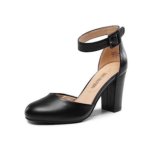DREAM PAIRS scarpe da donna con tacco alto e punta chiusa, poliuretano nero. , 38 eu