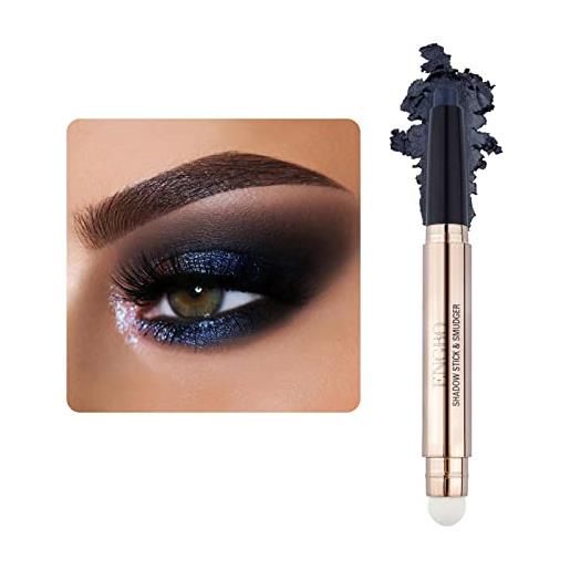 LOKFAR bastone per ombretti per trucco e cosmetici, con pennello morbido per occhi (12 # grigio fumé nero