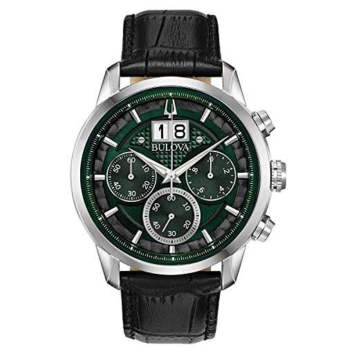 Bulova orologio cronografo al quarzo uomo con cinturino in pelle 96b310