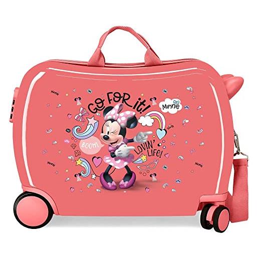 Disney minnie lovin life valigia per bambini rosa 50 x 39 x 20 cm rigida abs chiusura a combinazione laterale 34 l 1,8 kg 4 ruote bagaglio a mano, rosa, valigia per bambini