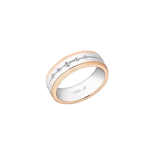 Amor anello in acciaio inossidabile, unisex donna e uomo, con zirconi, bicolore, in confezione regalo, 9148592