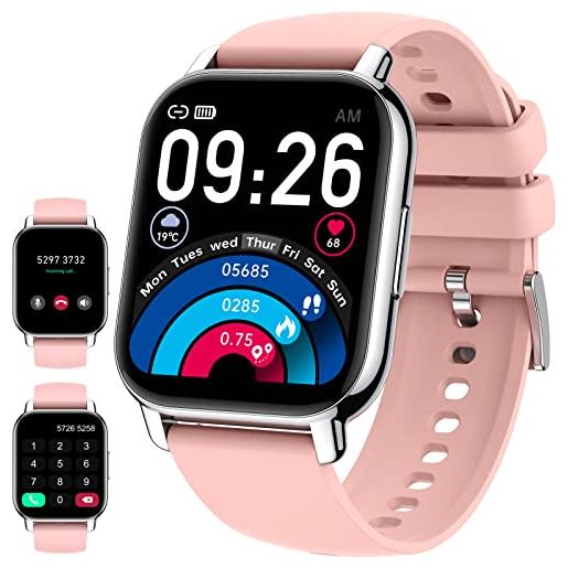 IDEALROYAL p66 smartwatch con chiamate, 1,85 orologio smartwatch uomo donna, orologio fitness con misura pressione contapassi cardiofrequenzimetro spo2, ip68 impermeabile smart watch per ios android