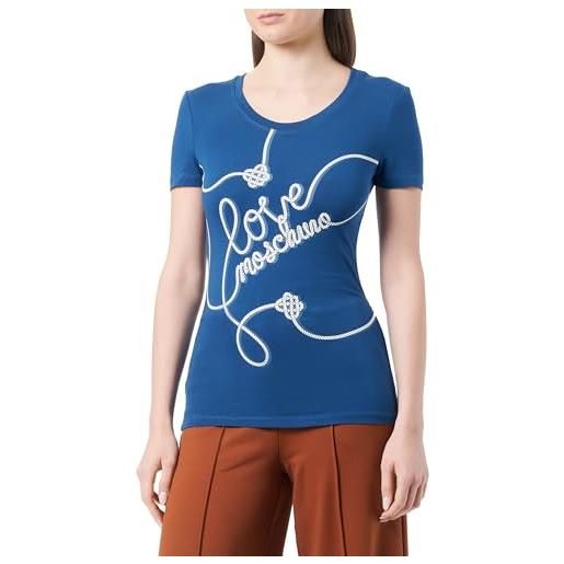 Love Moschino maglietta a maniche corte t-shirt, bianco/blu, 50 donna