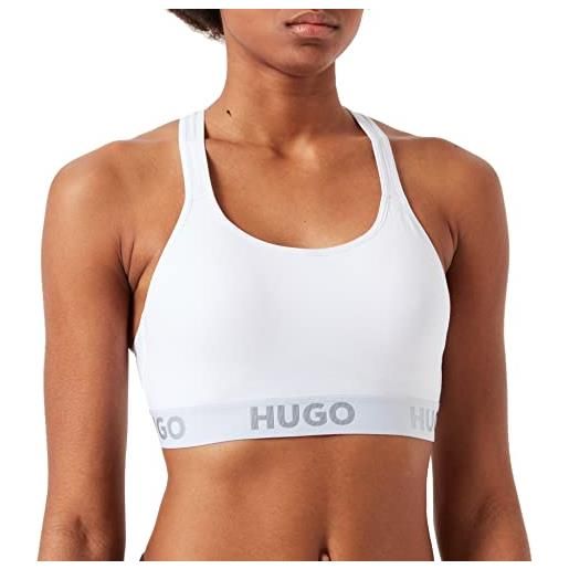 HUGO bralette padded sporty logo brassière, bianco 100, xl donna