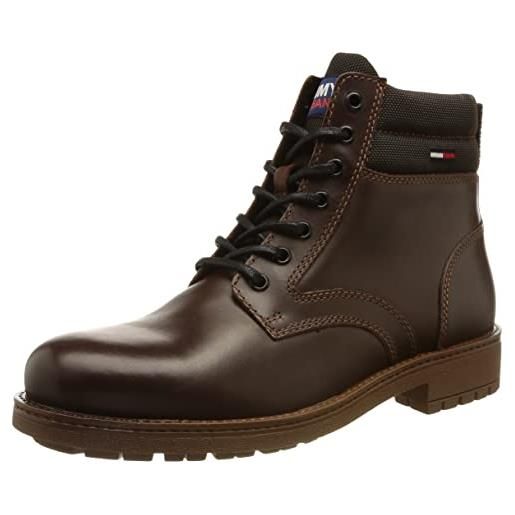 Tommy Jeans classic short lace up boot em0em01057, stivale basso uomo, marrone (truffle brown), 41 eu