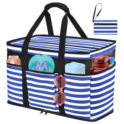 JUYANO borsa mare donna grande xxl famiglia borsa da spiaggia con chiusura zip borsa spiaggia borse tote per viaggio spiaggia shopping palestra 50 x 20 x 35 cm
