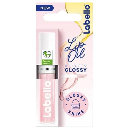 Labello lip oil effetto glossy - glossy shine 5.5 ml, lucidalabbra volumizzante e idratante, olio labbra con oli di origine 100% naturale, lip gloss per labbra morbide e luminose