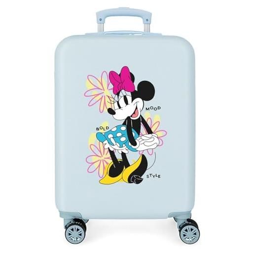 Disney valigia cabina Disney minnie bold blu 38x55x20 cm abs rigido chiusura laterale a combinazione 35l 2 kg 4 doppie ruote bagaglio a mano