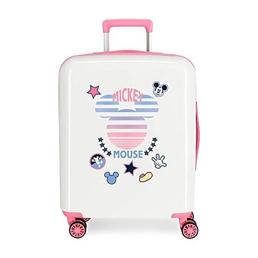 Disney mickey mickey denim valigia da cabina bianca 40 x 55 x 20 cm rigida abs chiusura tsa integrata 38,4 2 kg 4 ruote doppie bagaglio a mano
