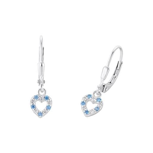 Prinzessin Lillifee orecchini in argento 925 gioielli da orecchio per bambine, con zirconi sintetici, 2,1 cm, argento, cuore, in confezione regalo, 2036434