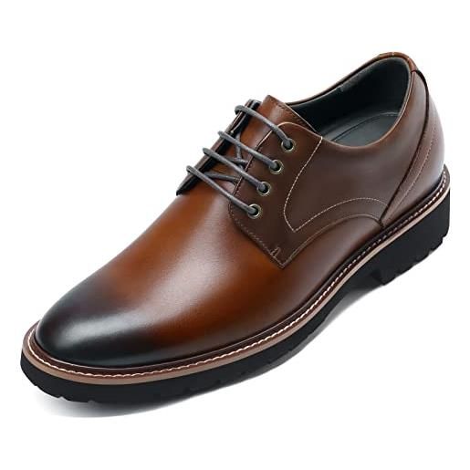 CHAMARIPA scarpe con rialzo interno uomo - scarpe eleganti con tacco interno - scarpe derby in pelle nero 8 cm, 41 eu