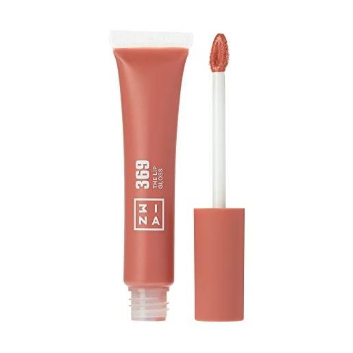 3ina makeup - vegan - the lip gloss 369 - marrone rosa - effetto specchio - look lucido - apparenza cremosa - altamente pigmentato - lucidalabbra con bacchetta -formula idratante - cruelty free