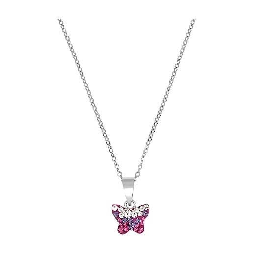 Amor collana con ciondolo in argento 925 collana per bambini, con preciosa, 35+3 cm, argento, farfalla, fornita in confezione regalo per gioielli, 2021573