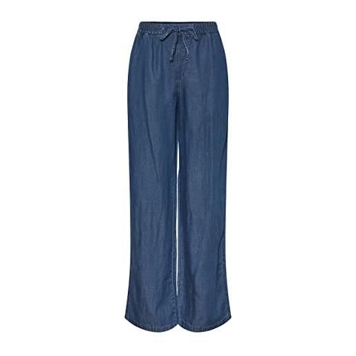 PIECES pcbossi hw wide pants bc pantaloni, medium blue denim, m da donna