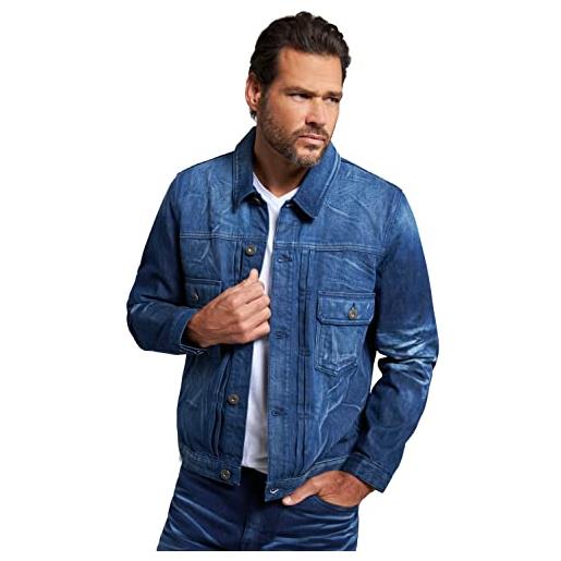 JP 1880 giacca di jeans, vintage lavato, colletto della camicia, tasche con patta, fino a 8 xl, blu denim, xxxl uomo