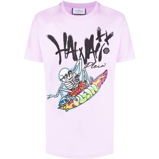 Philipp Plein t-shirt hawaii con stampa - viola