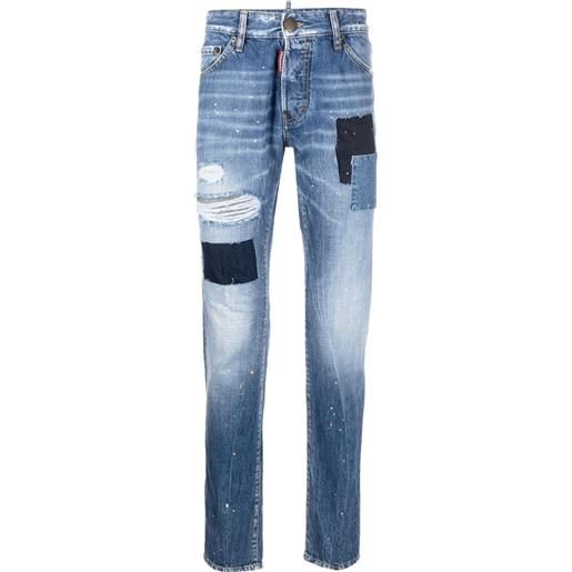 Dsquared2 jeans dritti con design patchwork - blu