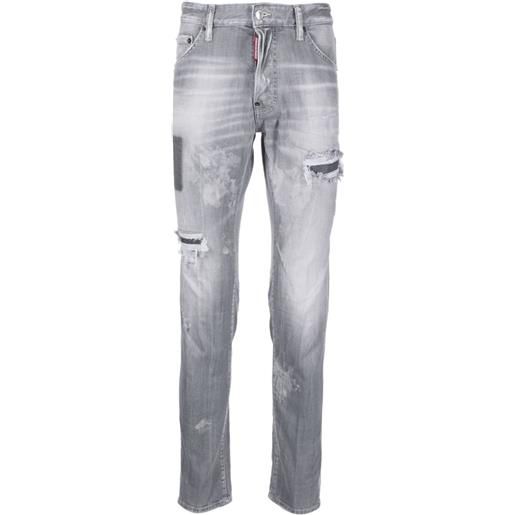 Dsquared2 jeans dritti con design patchwork - grigio