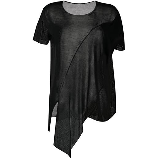 Yohji Yamamoto t-shirt semi trasparente - nero