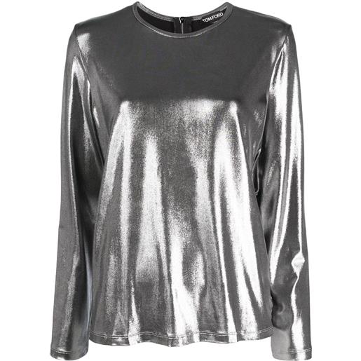 TOM FORD top a maniche lunghe - argento