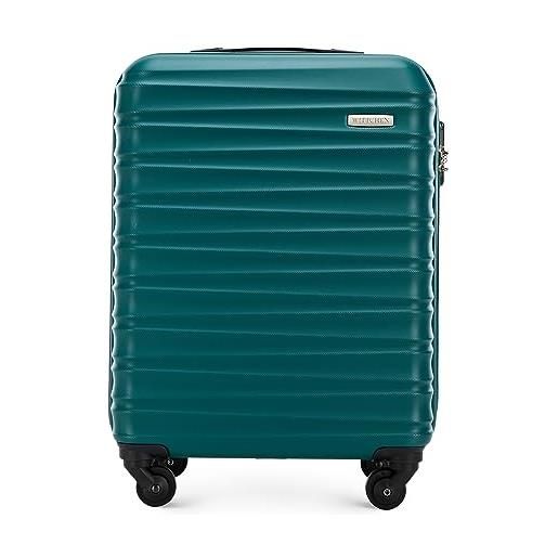 WITTCHEN valigia da viaggio bagaglio a mano valigia da cabina valigia rigida in abs con 4 ruote girevoli serratura a combinazione maniglia telescopica groove line taglia s verde