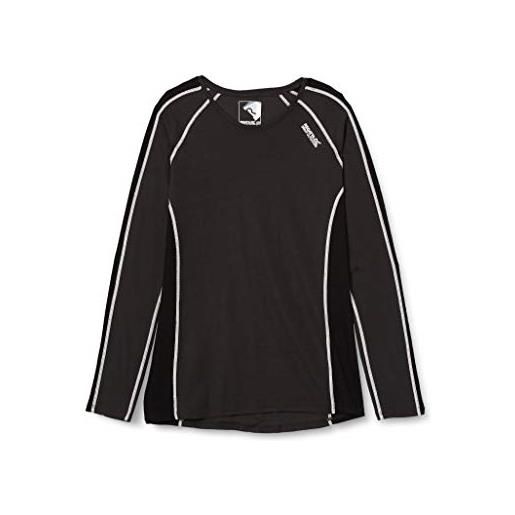 Regatta - maglia a maniche lunghe, isolante e morbido, in lana merino beru, con trattamento antibatterico, controllo degli odori, base layer da uomo, ash/black, taglia s