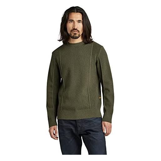 G-STAR RAW men's knitted sweater structure , verde (dk green d22349-d239-884), s