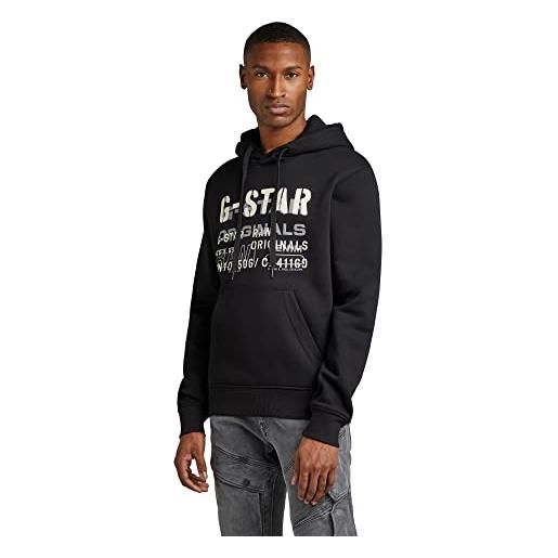 G-STAR RAW multi layer originals hooded sweater felpa con cappuccio, nero (dk black d22232-a971-6484), s uomo