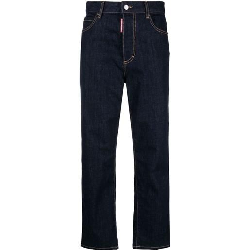 Dsquared2 jeans dritti con applicazione logo - blu