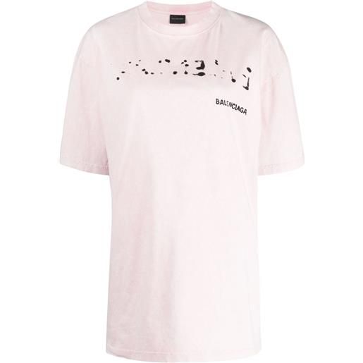 Balenciaga t-shirt oversize con stampa - rosa