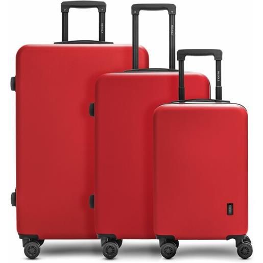 Redolz essentials 09 3-set 4 ruote set di valigie 3 pezzi rosso