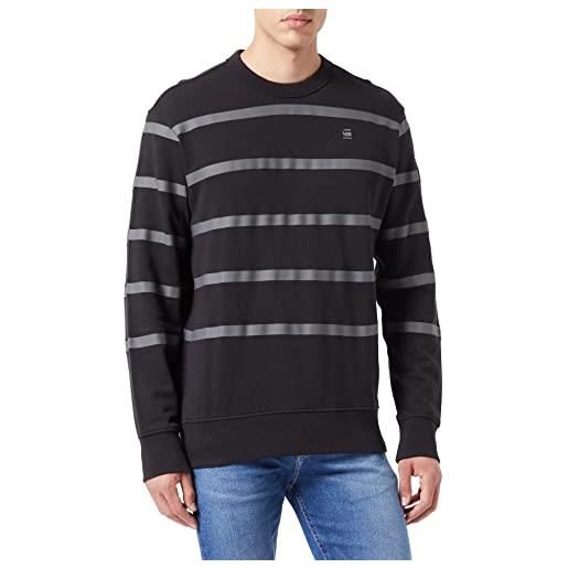 G-STAR RAW men's placed stripe sweater, multicolore (dk black/granite stripe d22226-b782-d524), l